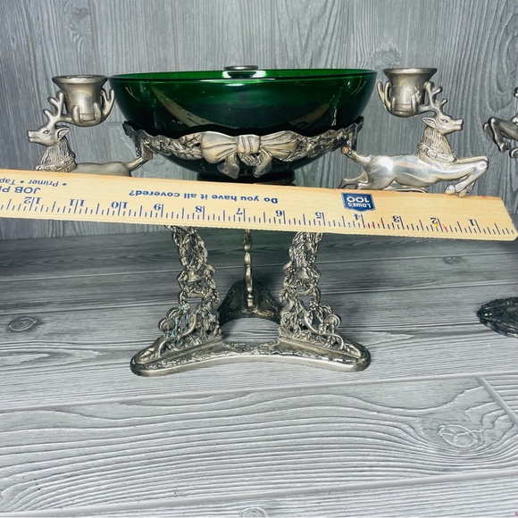 Vintage Godinger Silver Reindeer Christmas Candle Holder Bowl & matching sticks - Picture 9 of 9